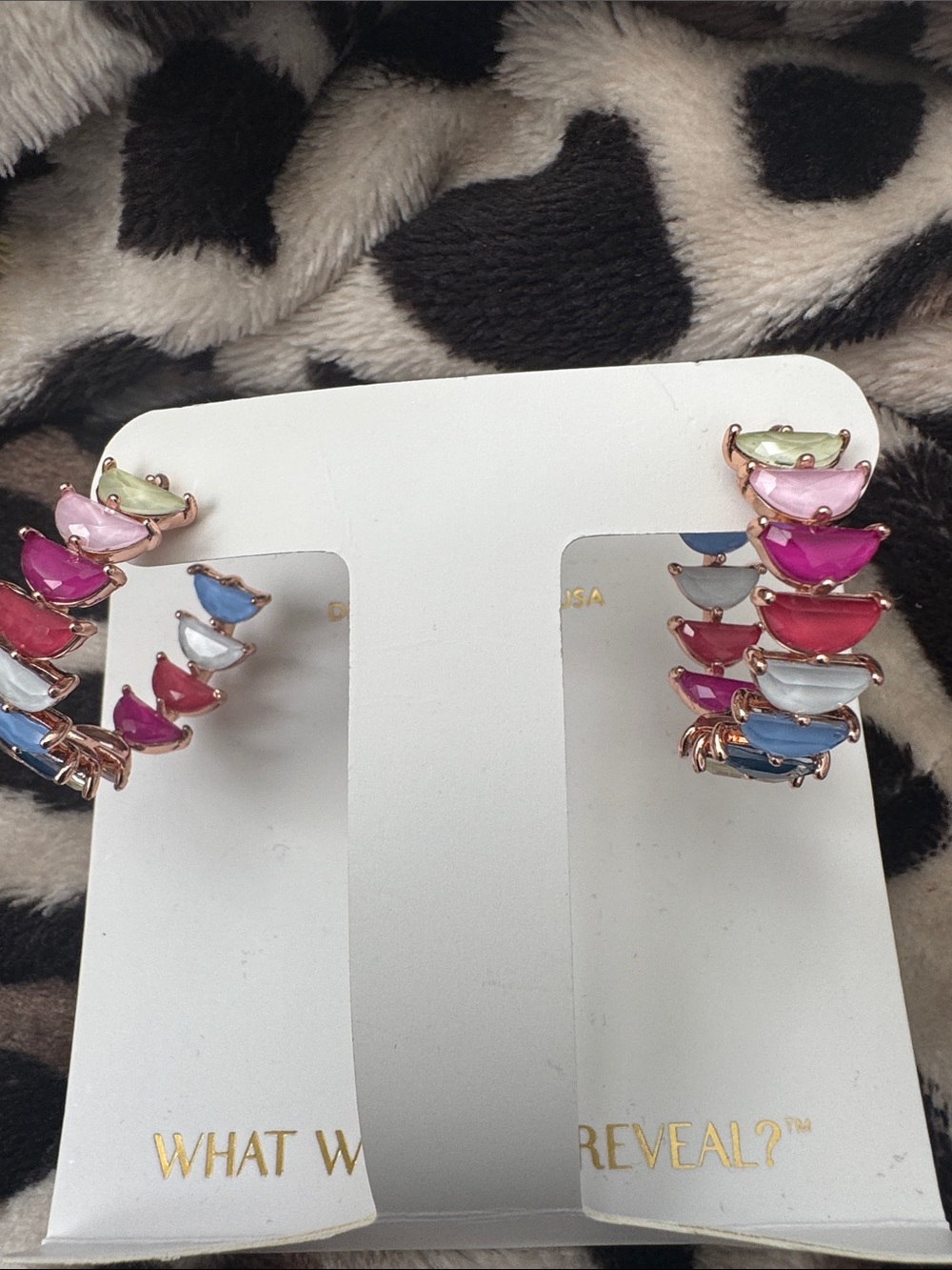 Colorful Semi-Precious Hoop Earrings - Multicolor